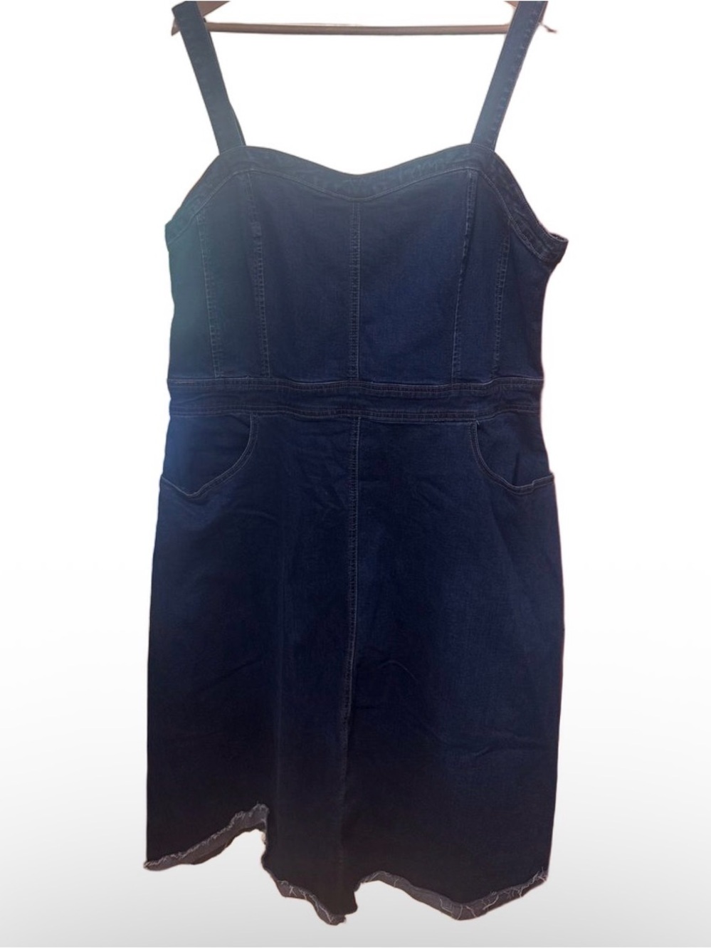 City Chic Dark Blue Denim Dress with Wide Straps